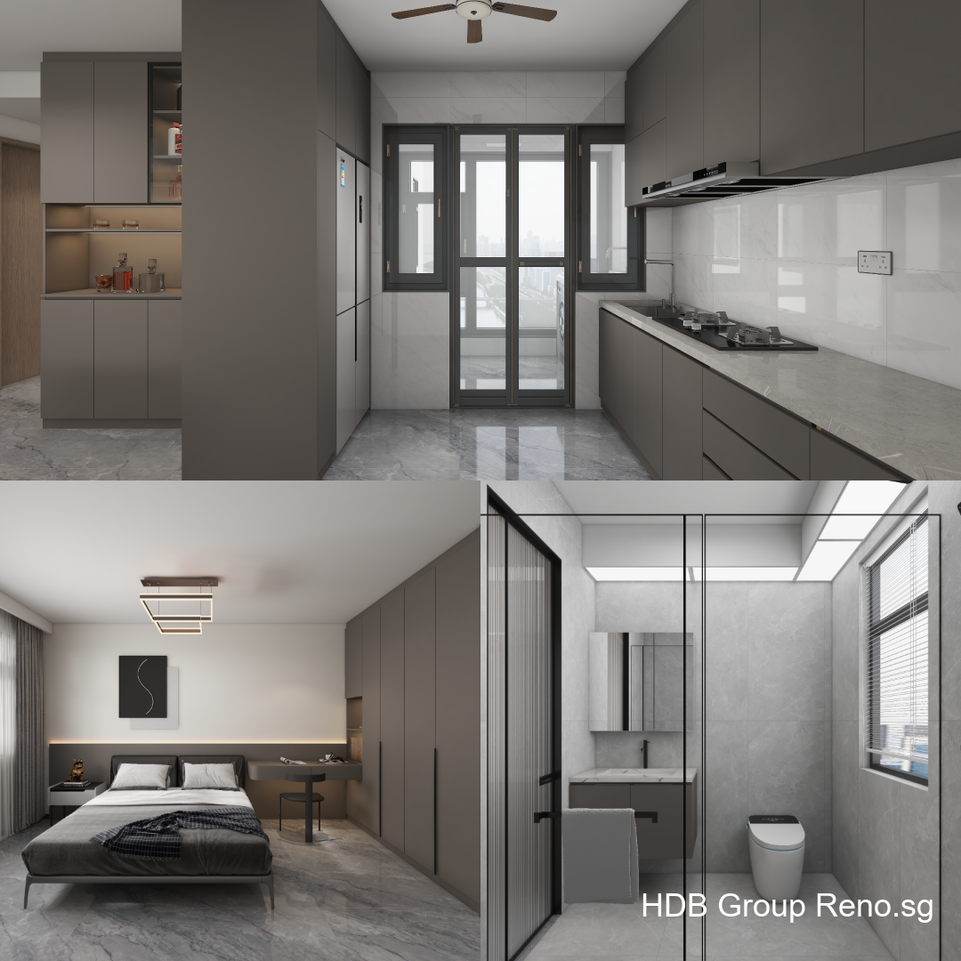 Punggol Point Cove 4-Room Design C (Kitchen, Master Bedroom, and Bathroom Cabinets)