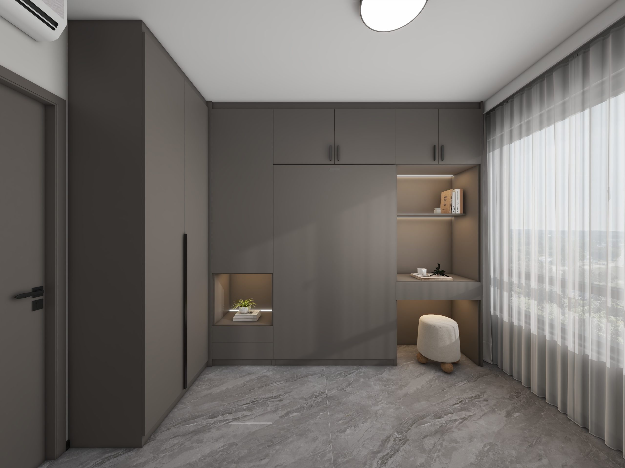 Bedroom 2 Space-Saving Bed with Casement Wardrobe and Dressing table