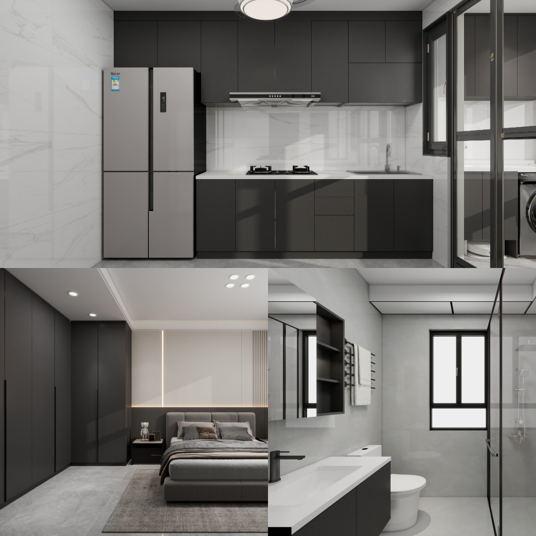 Tampines Green Opal 4-Room Design C (Kitchen, Master Bedroom, and Bathroom Cabinets)