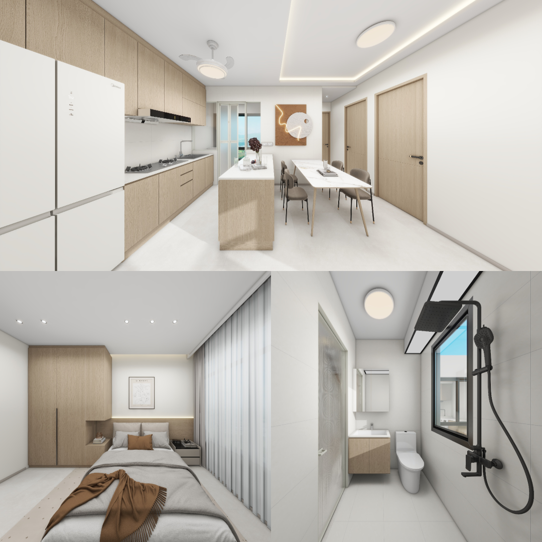 Toa Payoh Ridge 4-Room Type 1 Design B (Kitchen, Master Bedroom, and Bathroom Cabinets)
