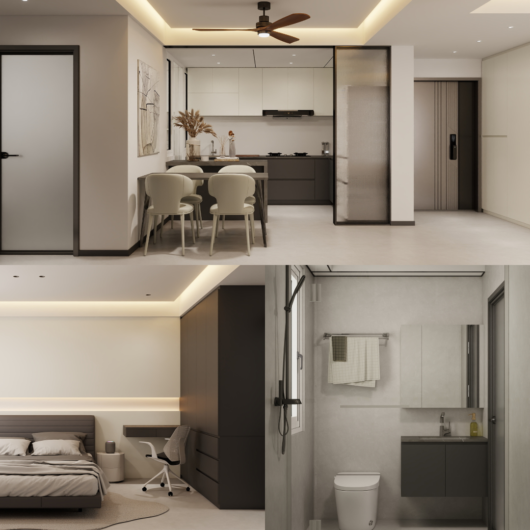 Jurong East Toh Guan Grove 4-Room Design C (Kitchen, Master Bedroom, and Bathroom Cabinets)