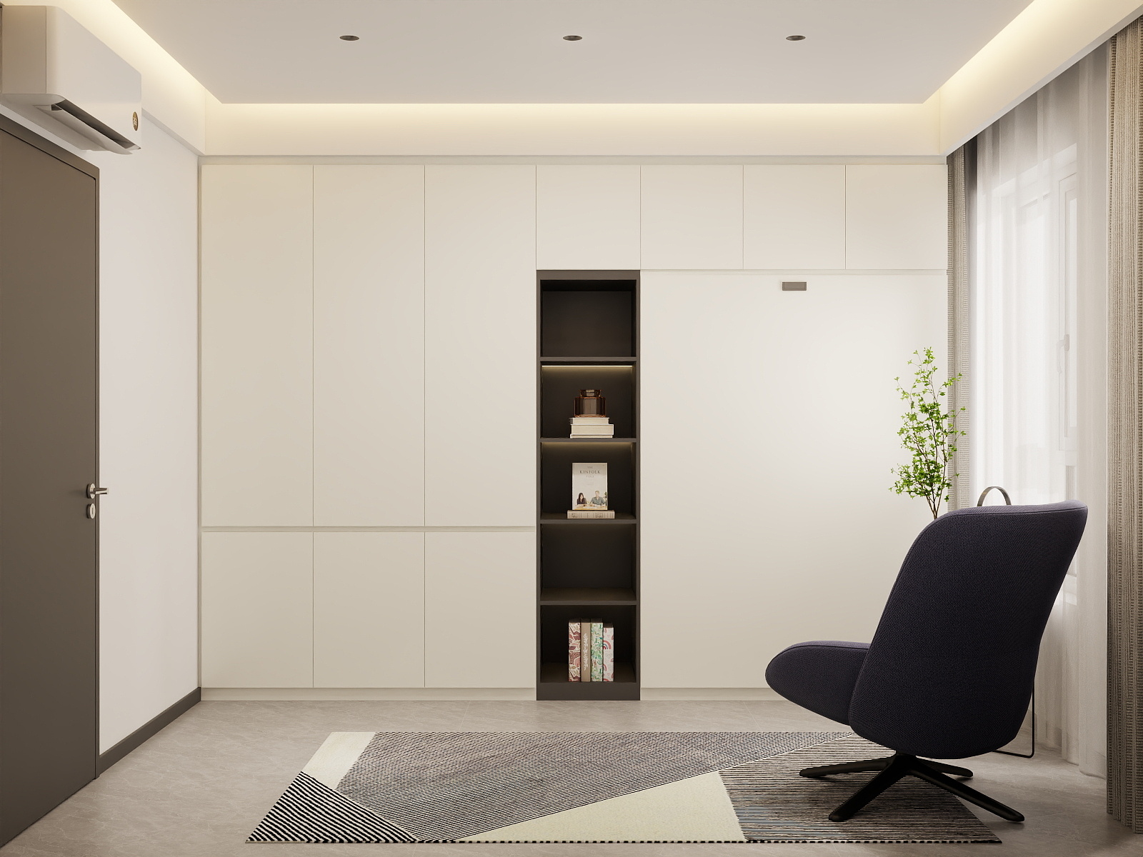 Bedroom 2 Space-Saving Bed with Casement Wardrobe with Open Shelves