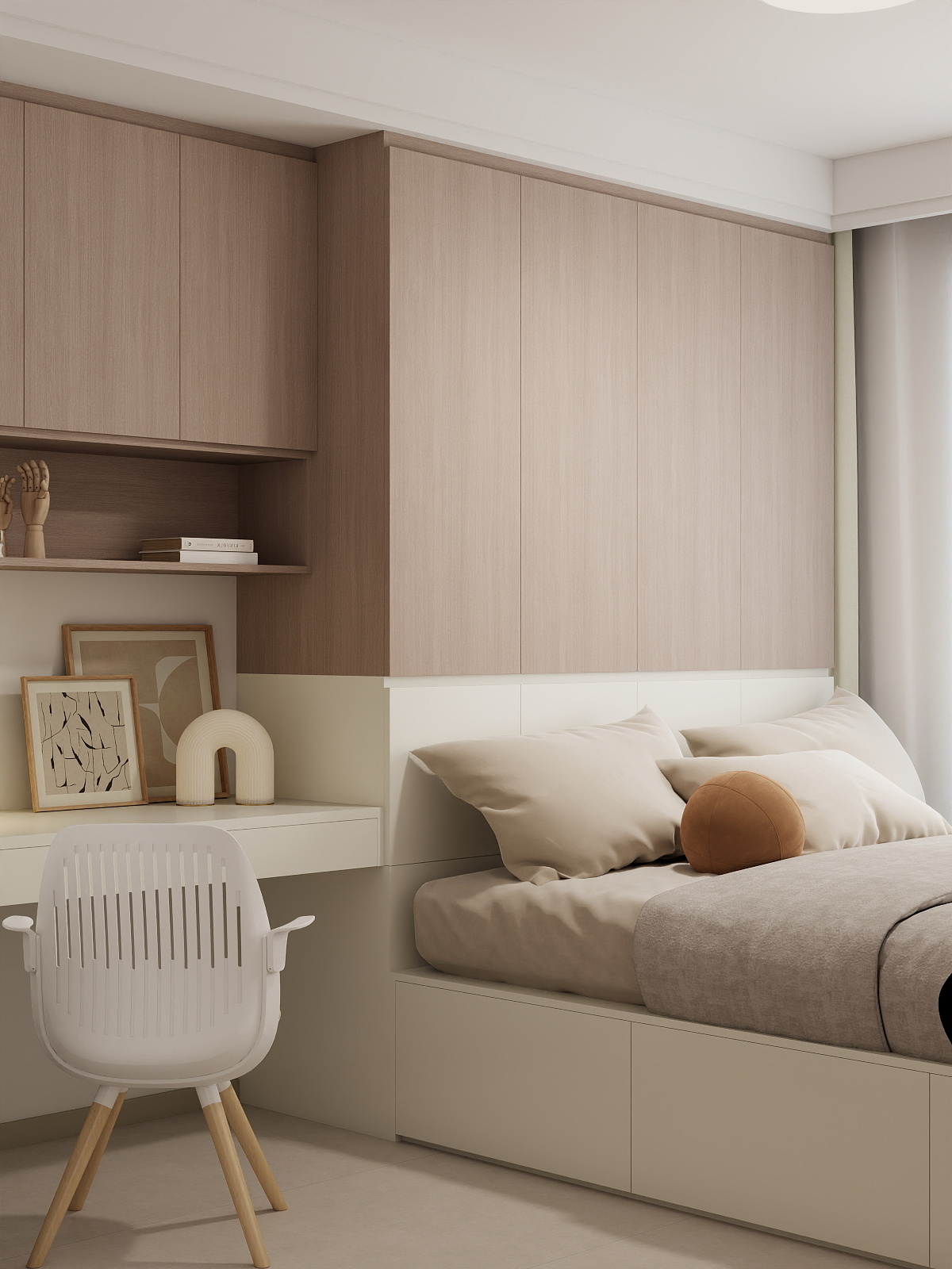 Bedroom 1 Tatami Platform Bed with Storage with Study Table